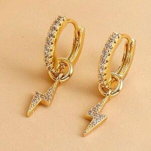 #71 Gold Plated Lightning Bolt Hoop Earrings